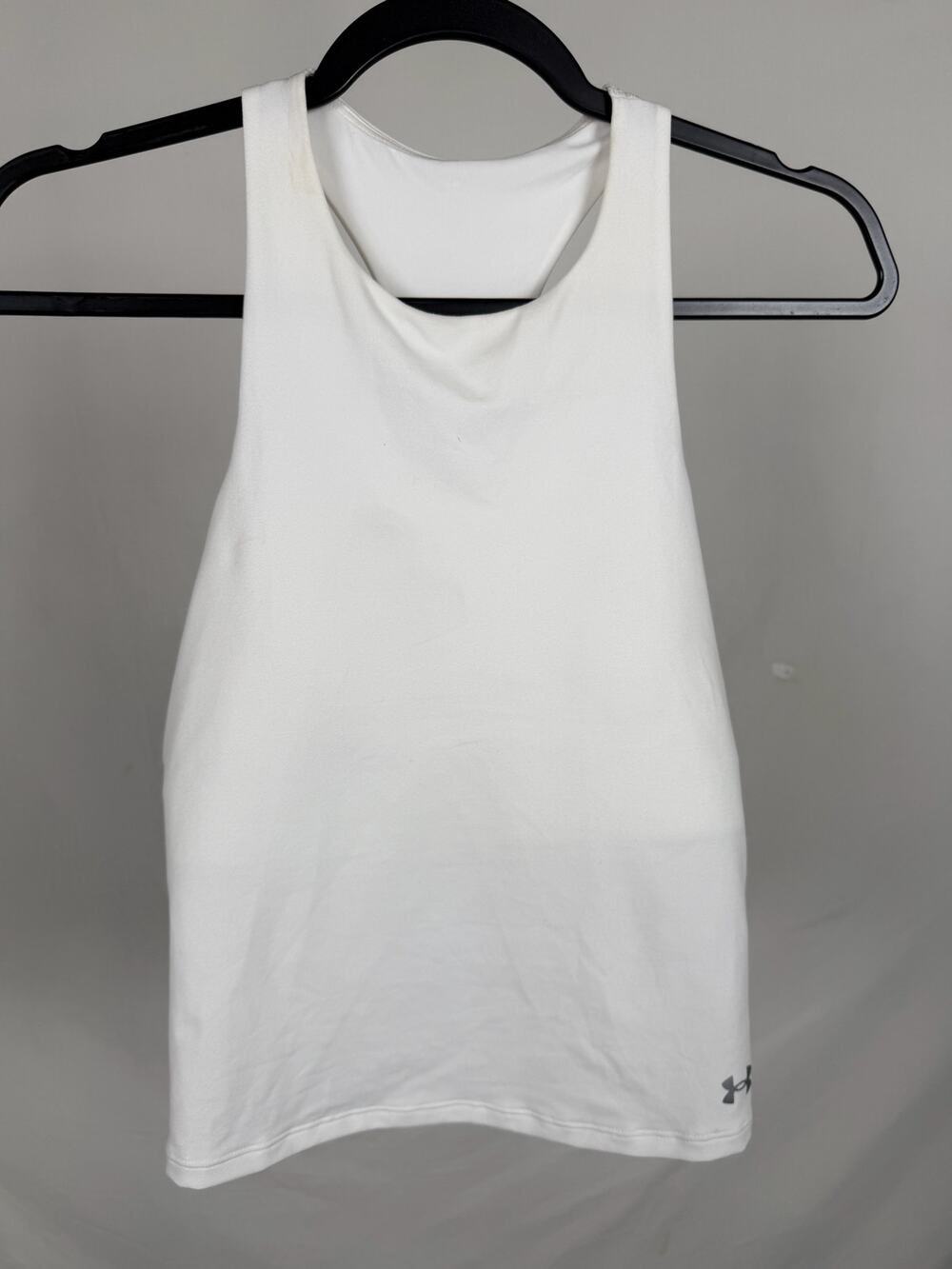 Under Armour White Fitted Activewear Racerback Tank Top Sports Top Size S